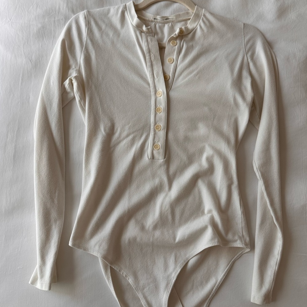 Reformation Henley Bodysuit - Off White - Medium